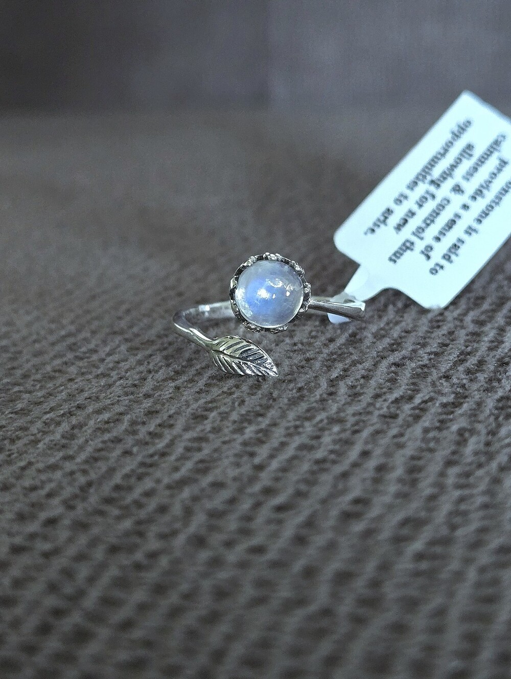 Shivam Silver🤍 Bypass Rainbow🌈 Moonstone🌙 and Leaf🍃 Ring💍